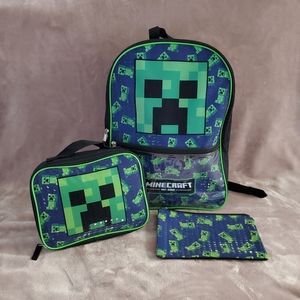 Minecraft Creeper Three Piece Backpack Set